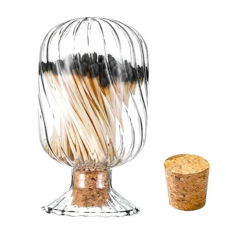 Helix Shaped Match Holder,Bexikou Glass Matches Cloche for 3.5 Inch,Decorative Glass Matches,Glass Match Holder Jar for Bathroom Fireplace Scented Candle Display Decor, Not Include Matches | Walmart (US)