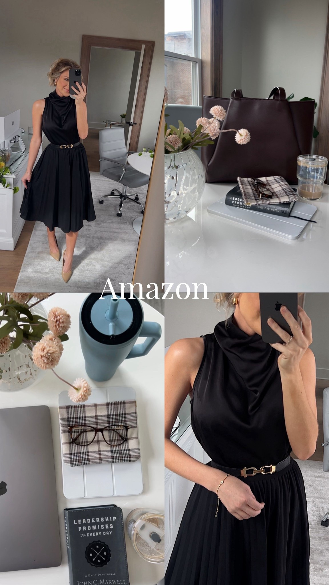 Such a classic staple look for the office! I wear this black pleated midi skirt all year long! 
Everything from Amazon! 

Office outfits, spring outfits, early spring, workwear

#LTKootd #LTKWorkwear