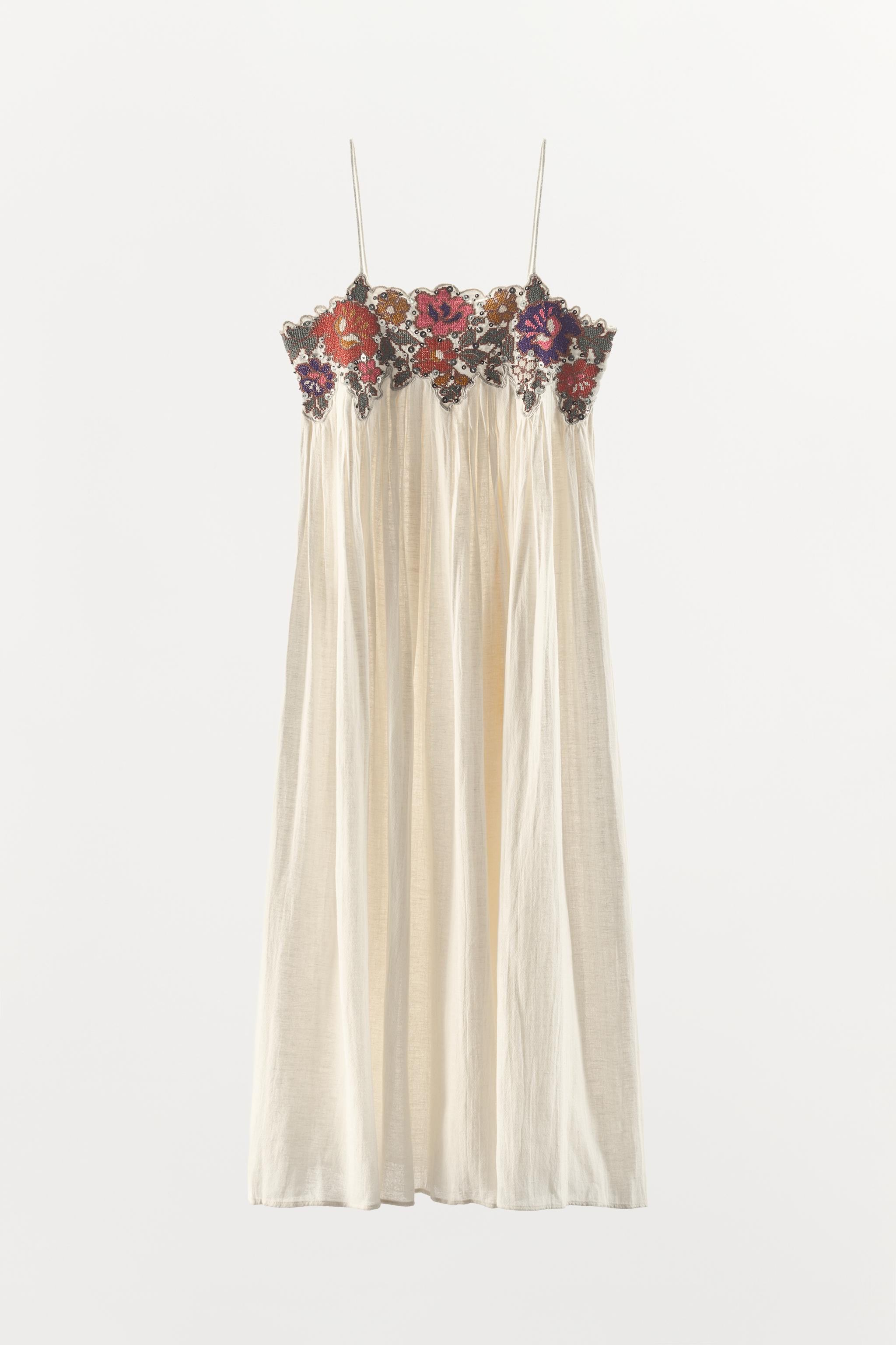 SEQUIN EMBROIDERED STRAP DRESS | Zara US