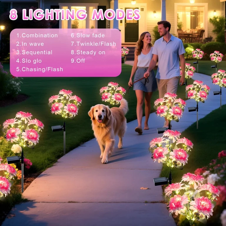 Oziral Solar Garden Lights Outdoor, 2 pack Waterproof LED Flower Solar Powered Stake Lights, Pati... | Walmart (US)