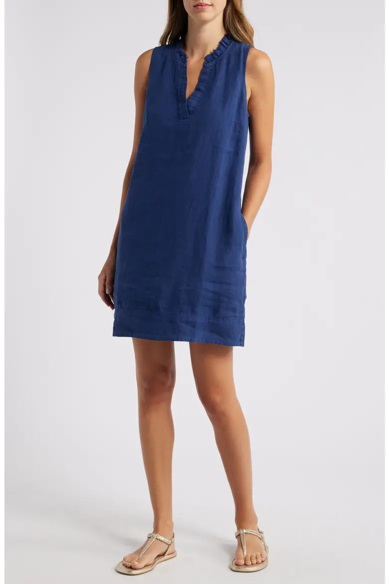 Two Palms Double Ruffle Linen Dress (Women) | Nordstrom | Nordstrom