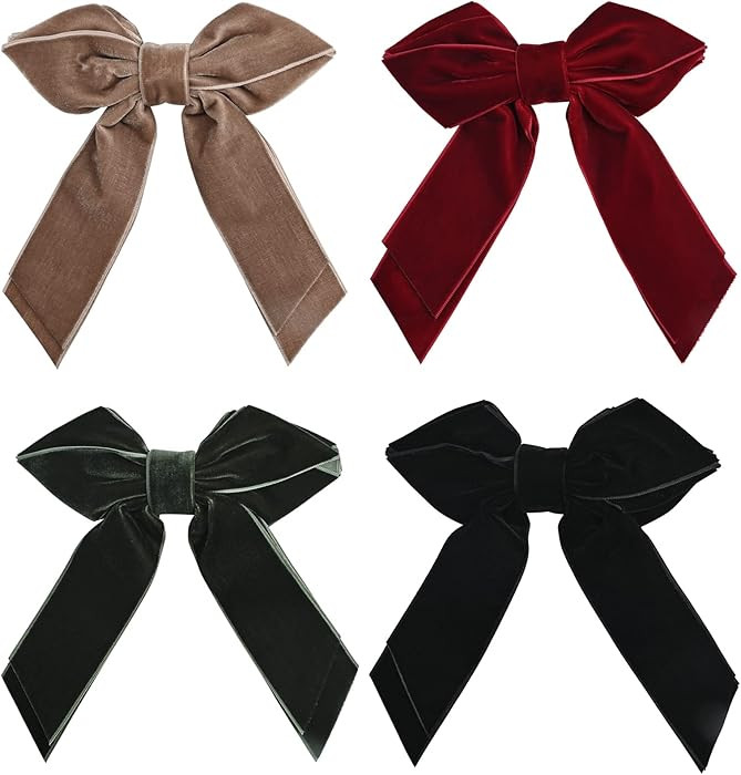 DEEKA 4 PCS 6" Large Velvet Bows Hair Clips Barrettes Hair Accessories for Women and Girls | Amazon (US)