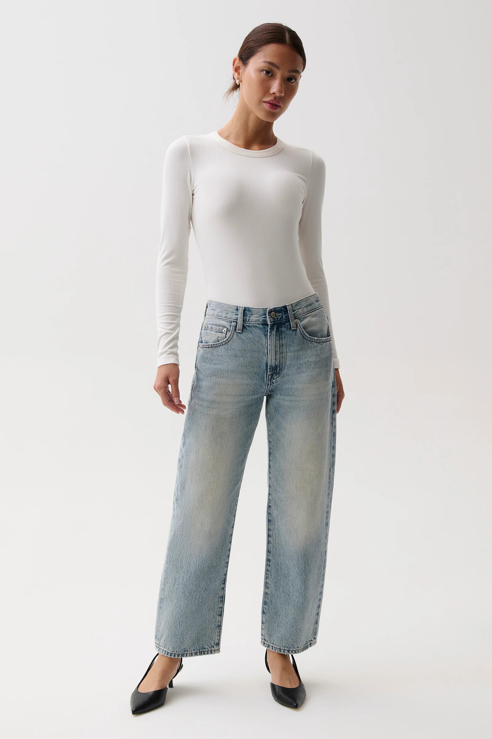 PETITE Lexi Mid Rise Bowed Straight Jean - Bowie | Pistola Denim