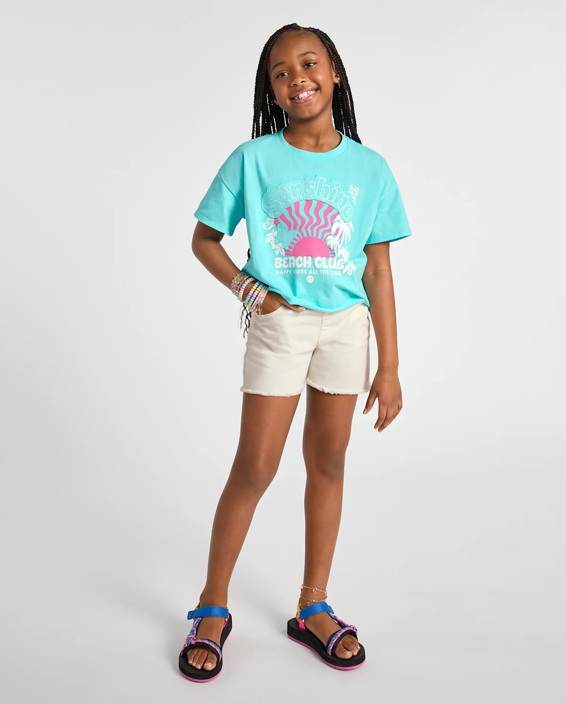 Girls Ripped Shortie Jean Shorts - white | The Children's Place