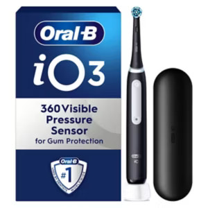 Oral-B iO3 Matt Black Electric Toothbrush + Travel Case | Boots.com