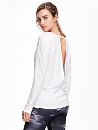 Old Navy Go Dry V Back Tee For Women Size L - Bright white | Old Navy US