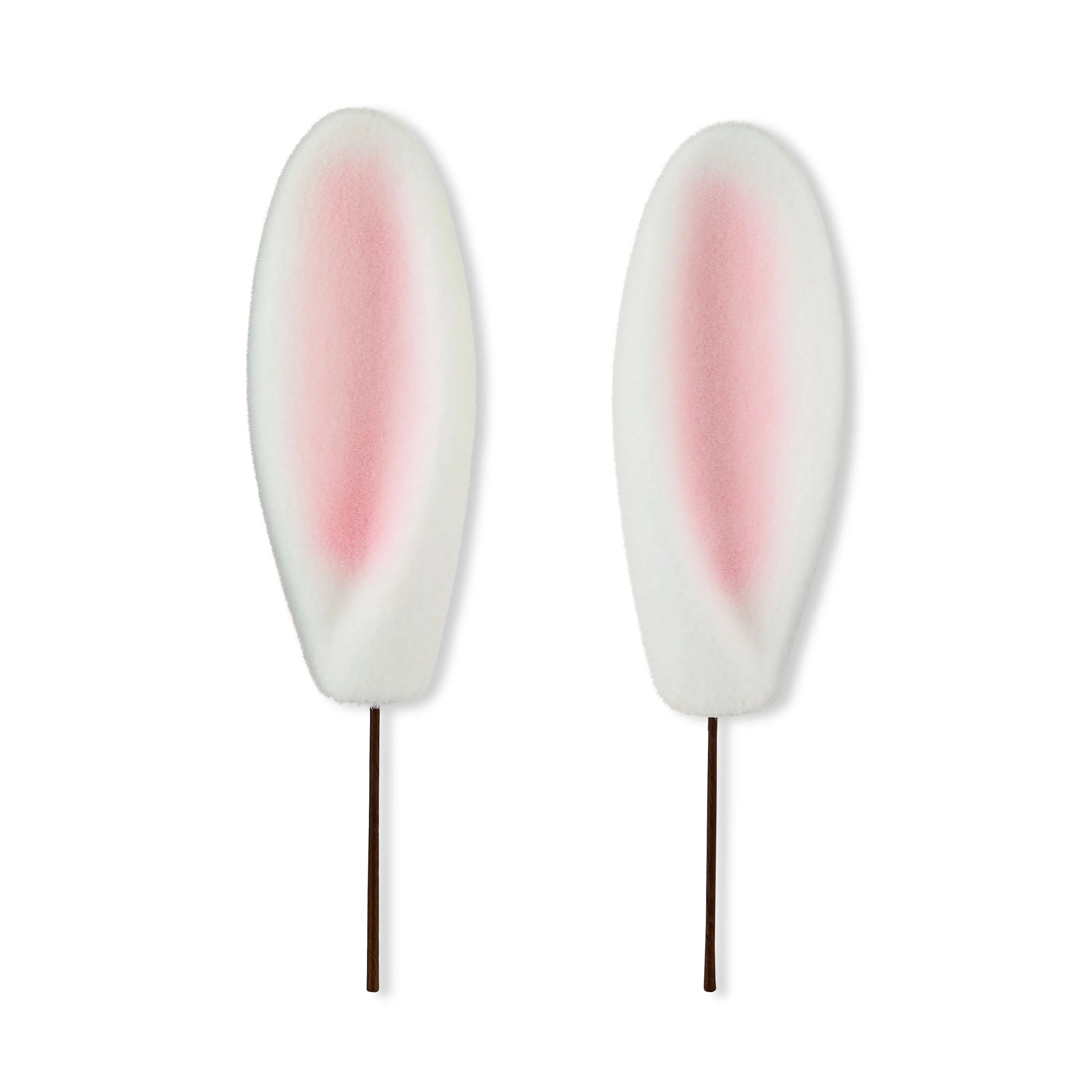 Flocked Bunny Ear Floral Picks, White and Pink, 12.5", 2 Count, Easter by Way To Celebrate | Walmart (US)