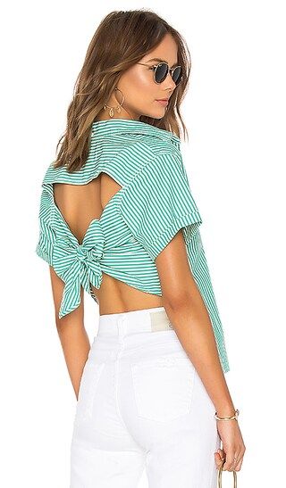 Current/Elliott The Tie Back Telly Top in Sail Green | Revolve Clothing (Global)