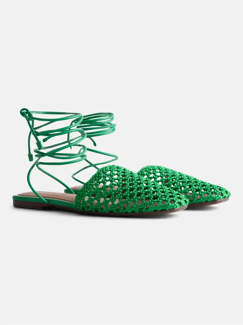 Free Assembly Women's Woven Wrap Slide Flats | Walmart (US)