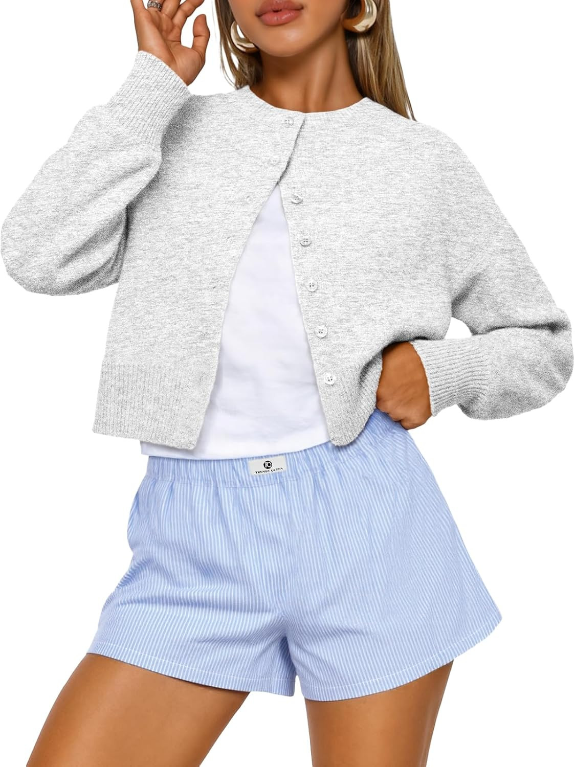 Trendy Queen Cropped Cardigan Sweaters for Women Fall Fashion Clothes 2026 | Lightweight Knit Button-Down, Versatile Layering Piece for Fall, Spring & Office Wear | Amazon (US)