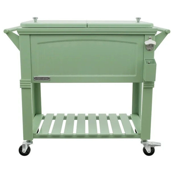 Permasteel Outdoor Patio Cooler with Wheels, Beverage Cart with Bottle Opener, Rolling Cooler, Wo... | Walmart (US)