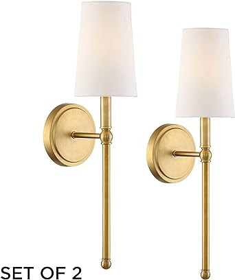 Greta 21" High Warm Brass Wall Sconces Set of 2 - Regency Hill | Amazon (US)