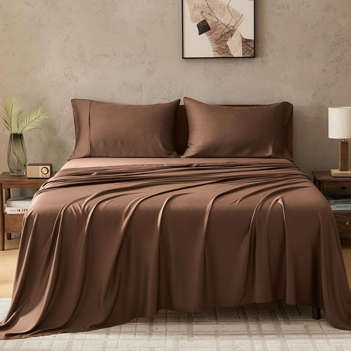 GOKOTTA King Bamboo Rayon Sheets Set, Silky Soft Cooling Sheets Stay Put | Amazon (US)