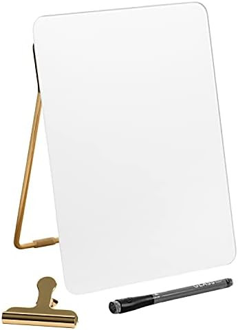 U Brands Dry Erase Glass Desktop Whiteboard Easel with Gold Hardware, 8.5” x 11” | Amazon (US)