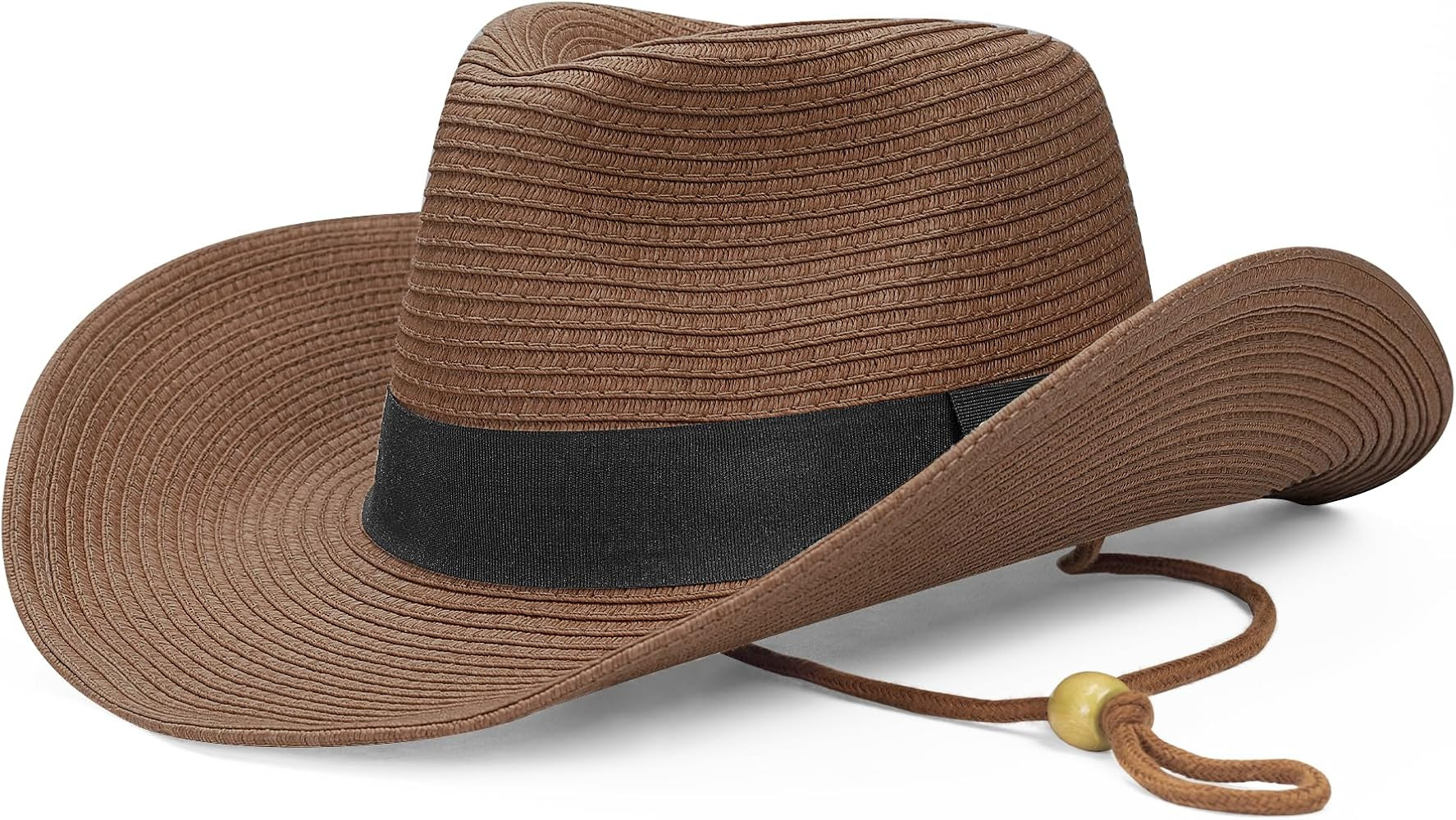 Straw Cowboy Hat for Men Women Western Cowgirl Hats with Shapeable Wide Brim for Beach Sun Summer | Amazon (US)