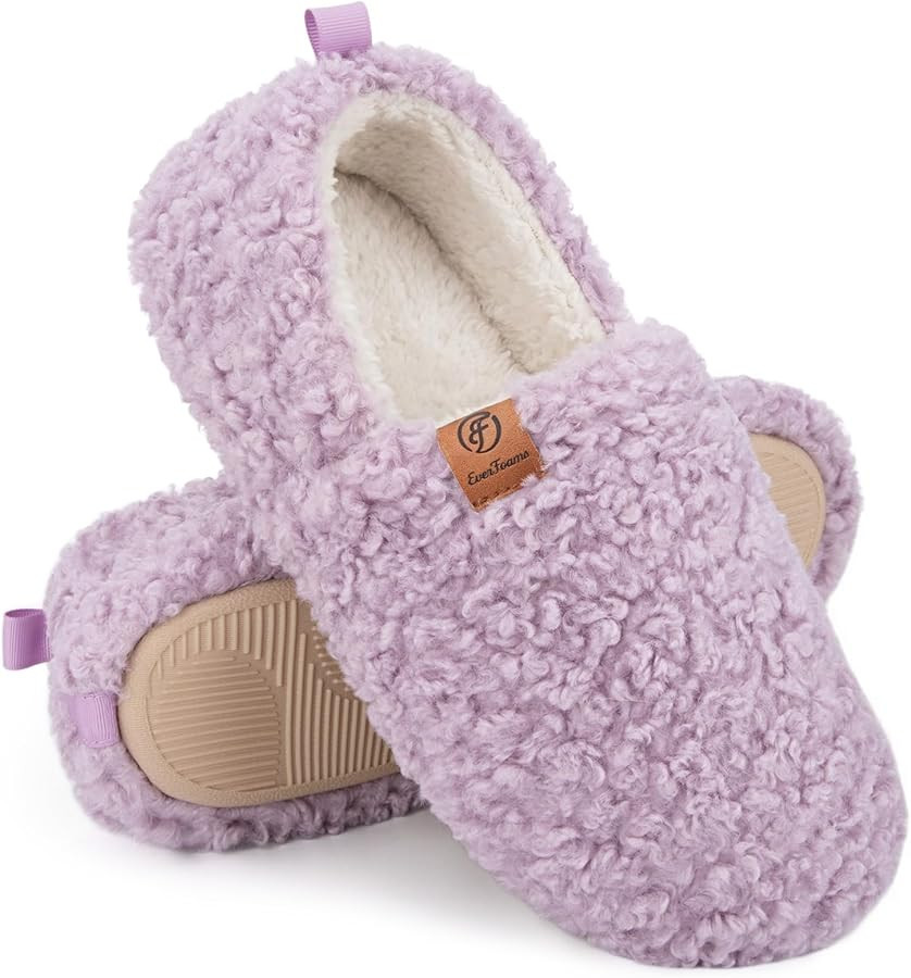 EverFoams Women’s Soft Curly Full Slippers Memory Foam Lightweight House Shoes Cozy Loafer with... | Amazon (US)