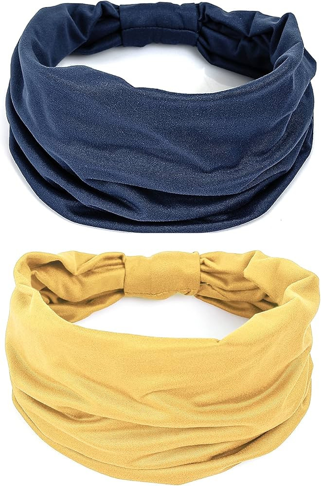 GiLi 2 Pack Wide Headbands for Women Boho African Knotted Non Slip Fashion Hair Bands Yoga Runnin... | Amazon (US)