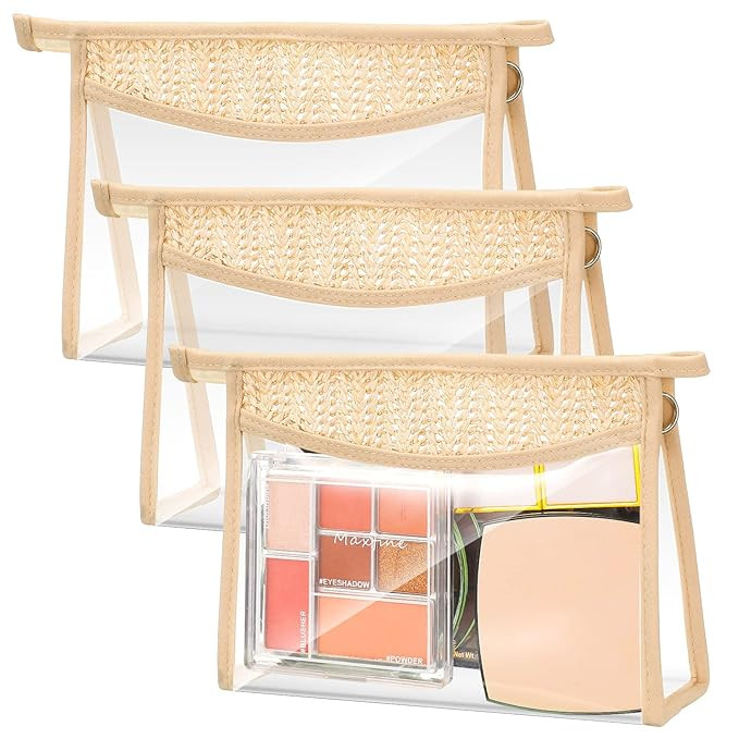 3 Pcs Boho Clear Cosmetic Makeup Bags with Zipper Small Toiletry Bag Multi Purpose Waterproof Pou... | Amazon (US)