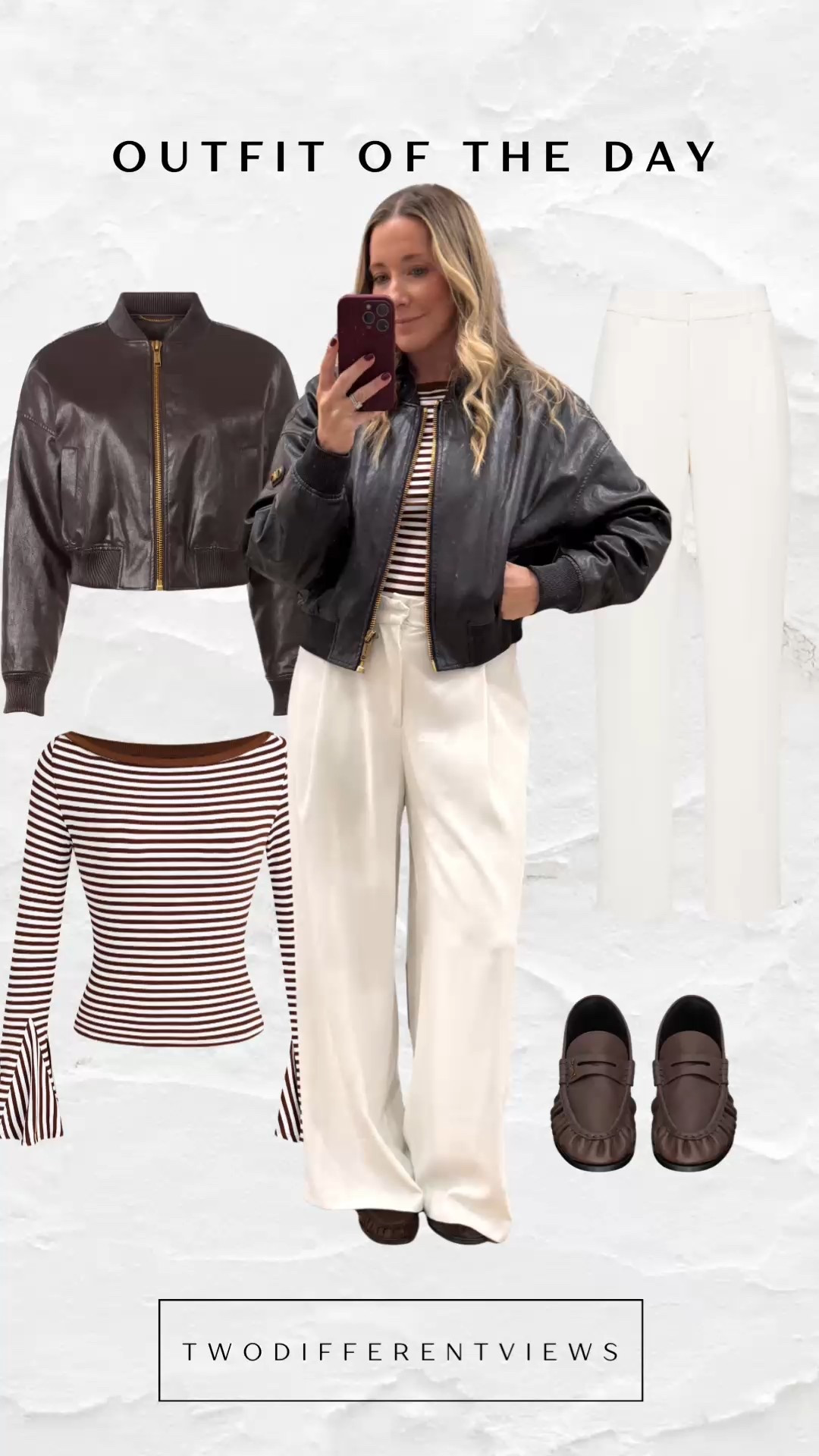 Outfit of the day! 
Workwear 
Winter outfit 
Leather jacket 
Work pants 
Loafers 
YSL dupe 

#LTKWorkwear #LTKootd #LTKmorningroutine