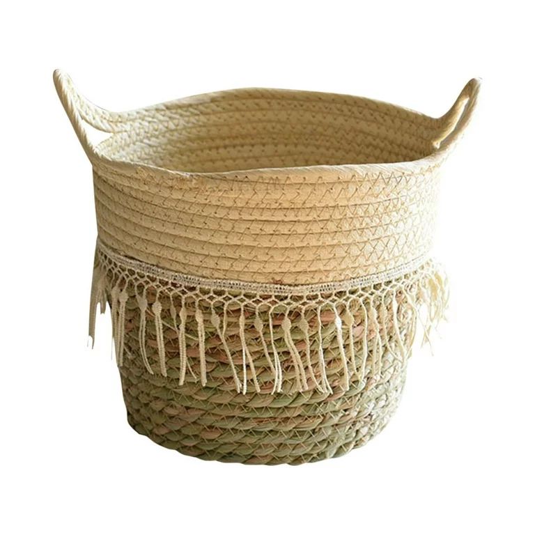 Fdelink Flower Pot Seagrass Wicker Basket Flower Pot Folding Basket Storage Basket Decoration | Walmart (US)