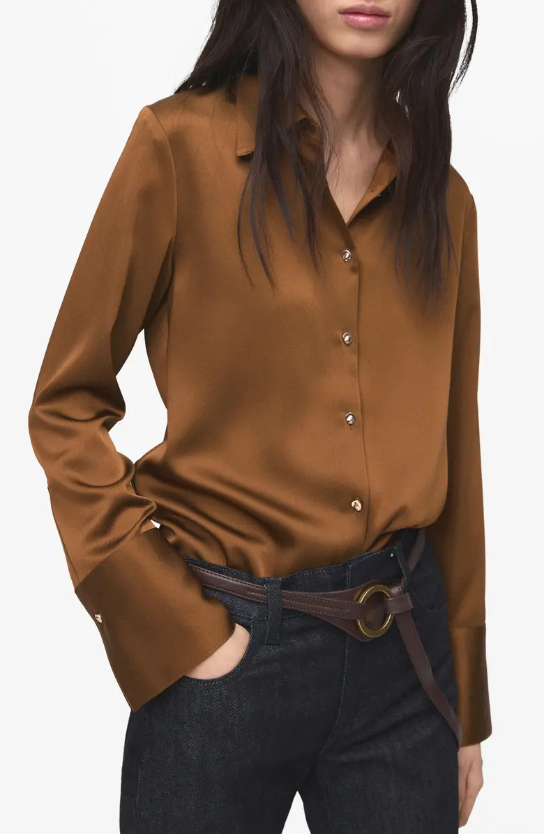 MANGO Flowy Satin Shirt | Nordstrom | Nordstrom