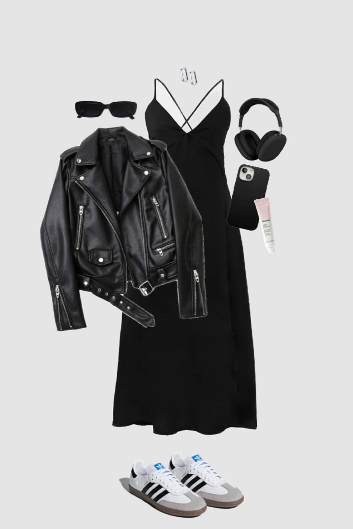 Look all black dramático com vestido midi, jaqueta de couro e tênis adidas samba #outfitinspo #fashionaesthetics #outfit #lookbook #soutipo4 #ideas 

#LTKbrasil #LTKstyletip #LTKworkwear