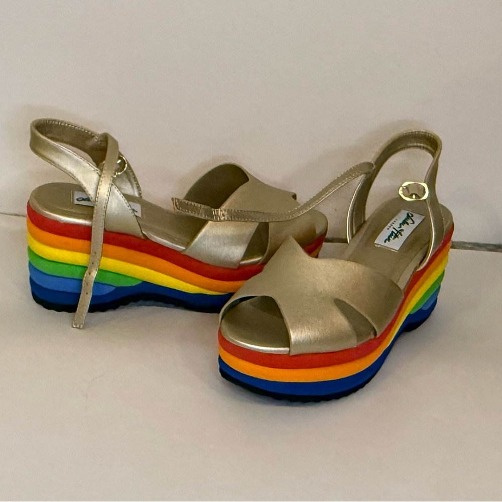 Gold Platform Sandals with Rainbow Soles | Poshmark