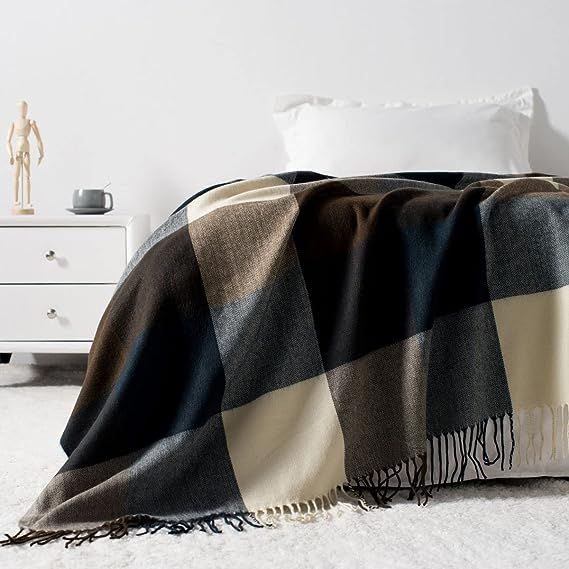 VERAMUSE Buffalo Plaid Throw Blankets for Couch — 51" x 67" Throw Blanket with Tassels, Soft Li... | Amazon (US)