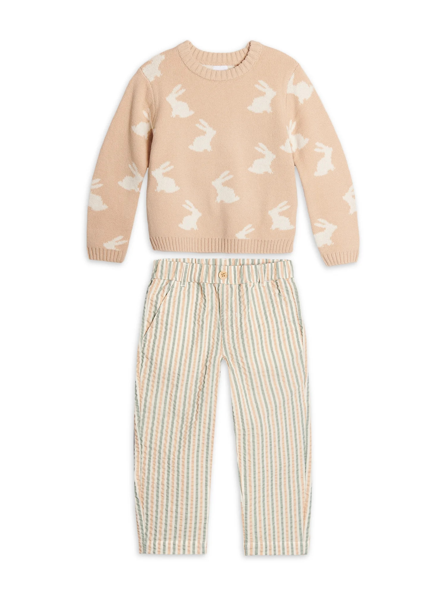 Wonder Nation Toddler Boys Easter Crewneck Sweater and Pants Outfit Set, 2-Piece Set, Sizes 2T-5T | Walmart (US)