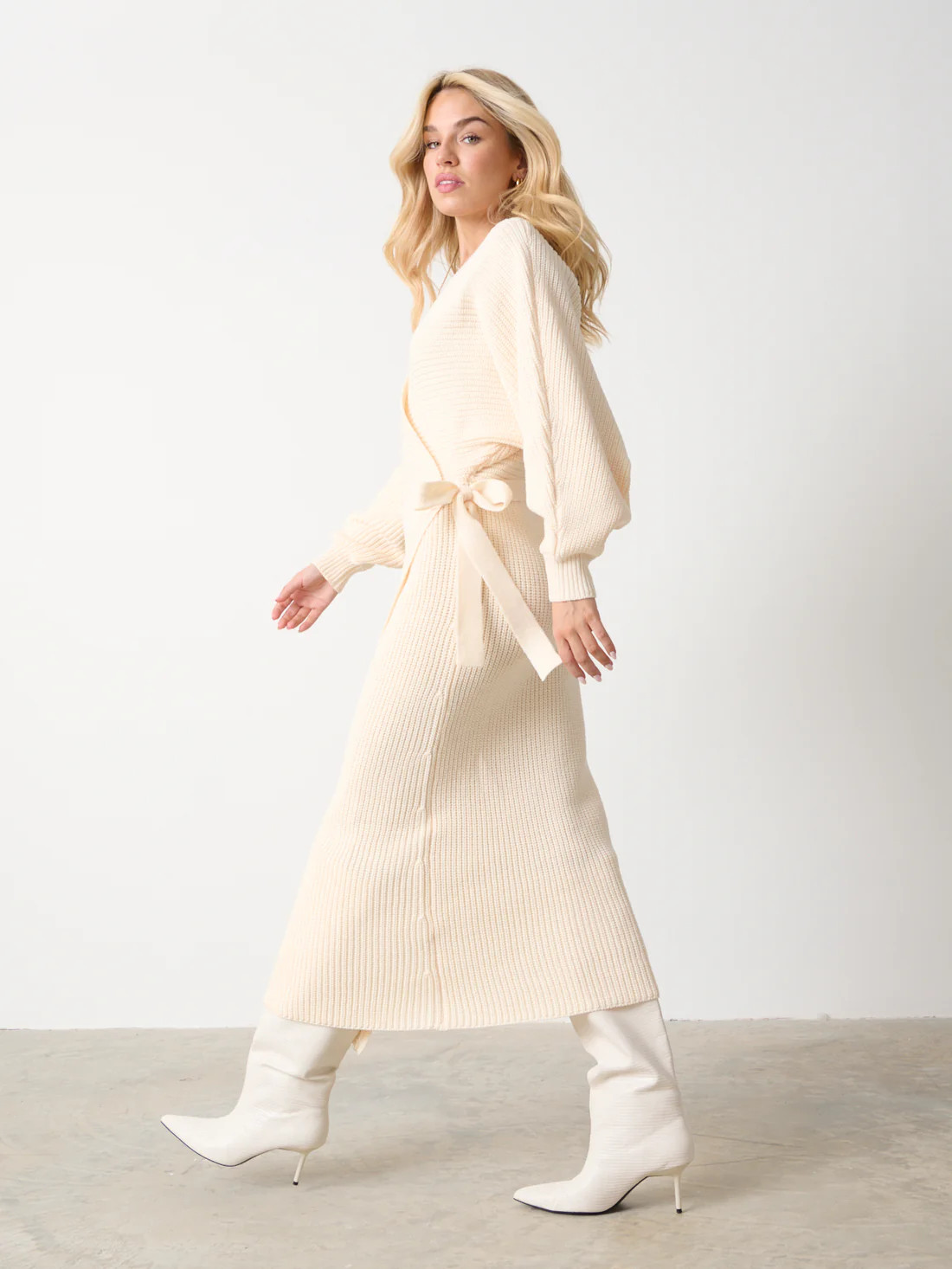 Aidan Cosy Wrap Dress - Cream | Pretty Lavish (UK)