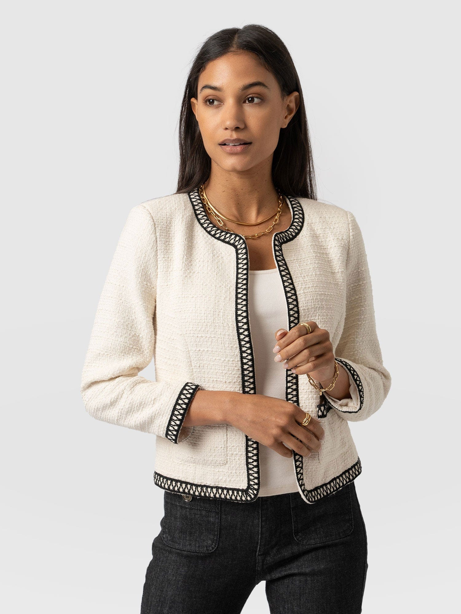 Rayner Jacket - Cream/Black | Saint + Sofia