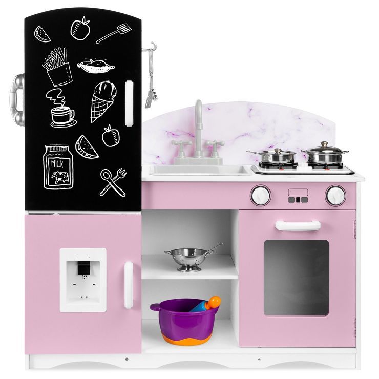 Best Choice Products Wooden Pretend Play Kitchen Toy Set for Kids w/ Chalkboard, Marble Backdrop,... | Target