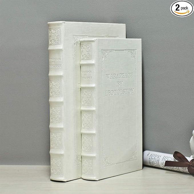 Decorative Books with White Faux Leather Book Boxes for Decoration Display Coffee Table and Shelf... | Amazon (US)