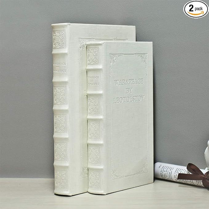 Decorative Books with White Faux Leather Book Boxes for Decoration Display Coffee Table and Shelf... | Amazon (US)