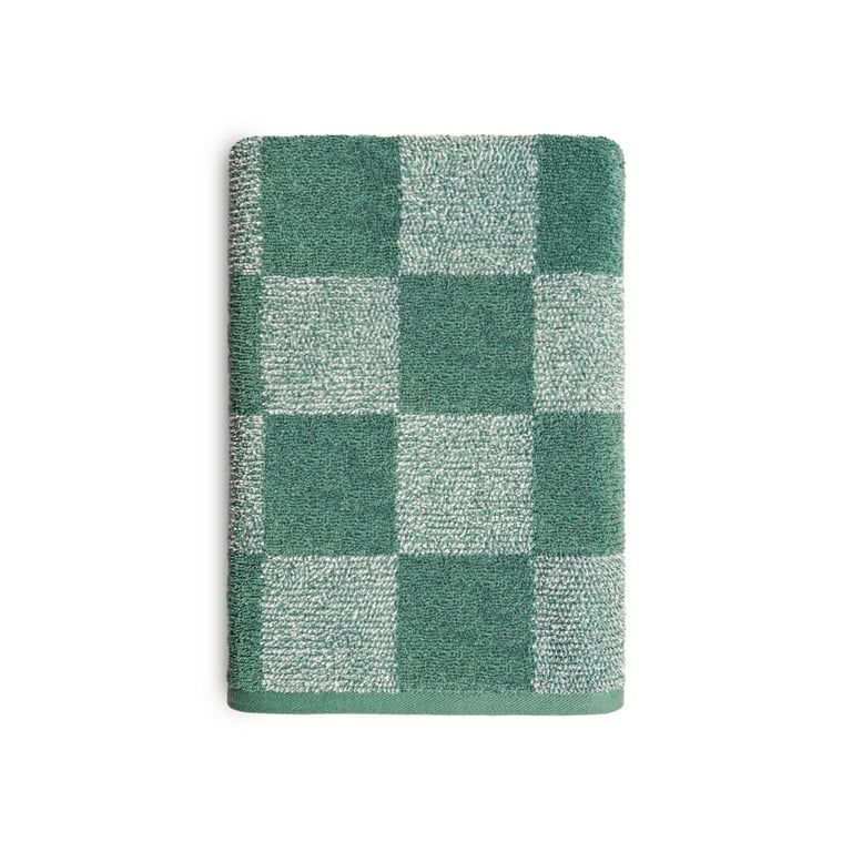 Mainstays Performance Checkered Bath Towel, 54" x 30", Sage | Walmart (US)