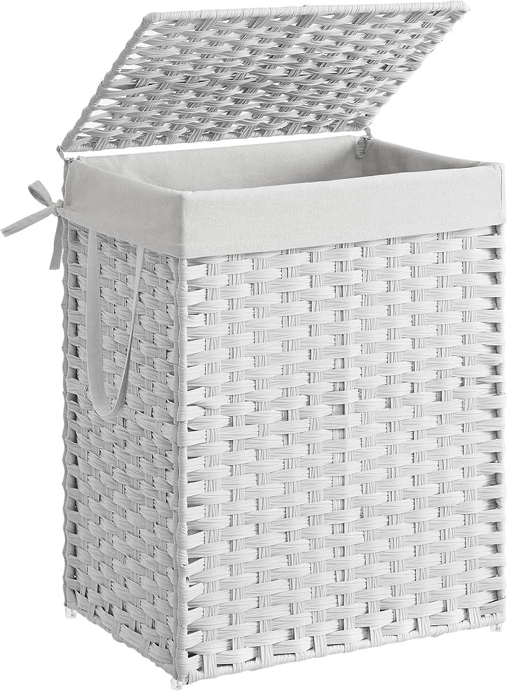SONGMICS Laundry Hamper with Lid, 23.8 Gallon (90 L) Synthetic Rattan Clothes Laundry Basket with... | Amazon (US)