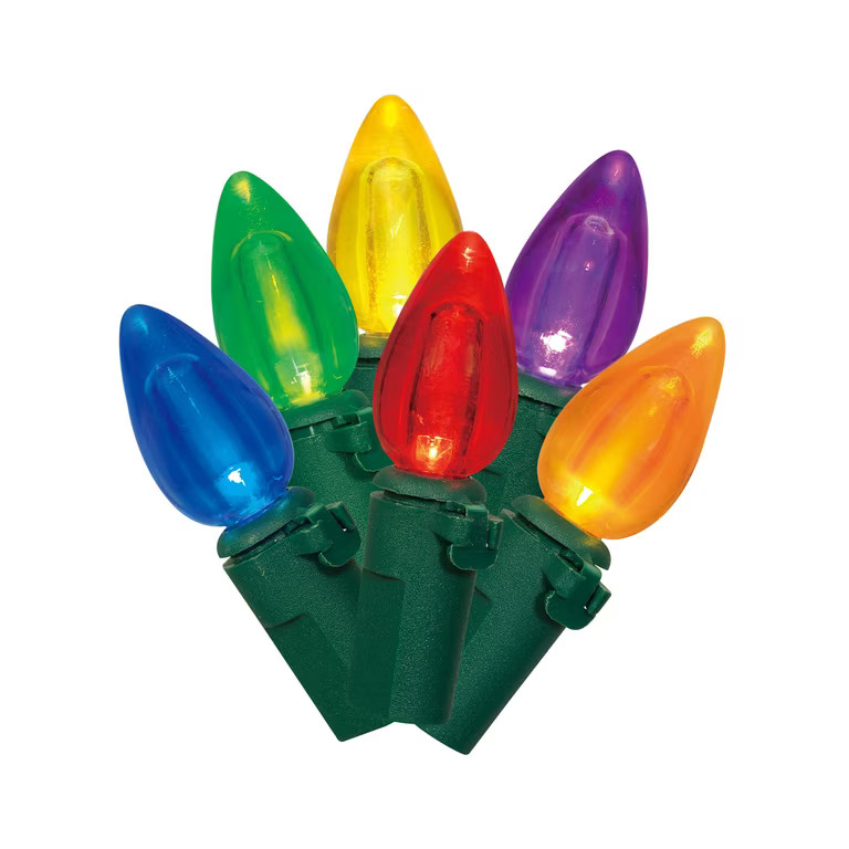 Indoor 20-Count Battery-Operated LED Smooth C3 Christmas String Lights, Multicolor, Green Wire, 6... | Walmart (US)
