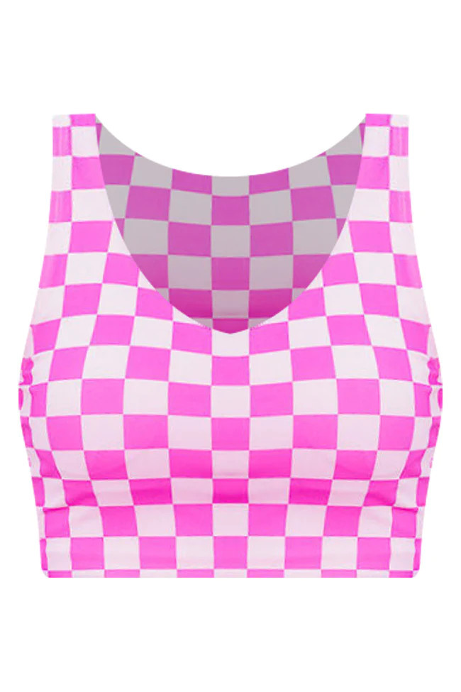 Doing This For Me Pink Checkered Active Tank | Pink Lily
