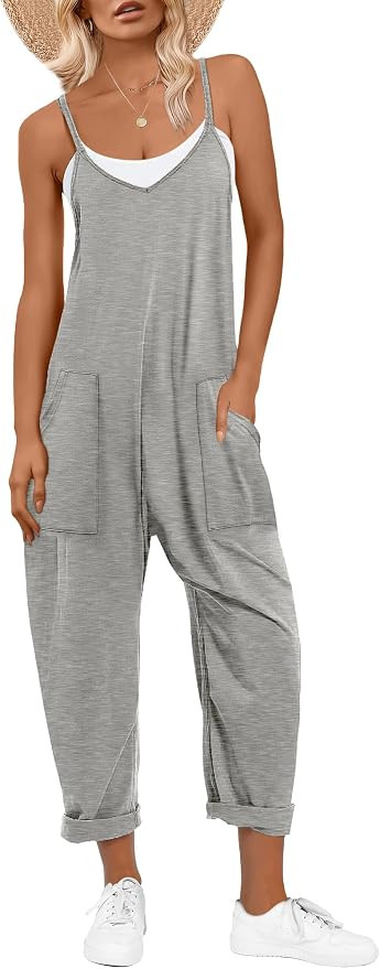 ANRABESS Jumpsuits for Women Casual Summer Overalls Sleeveless Spaghetti Strap Romper Jumpers Tre... | Amazon (US)