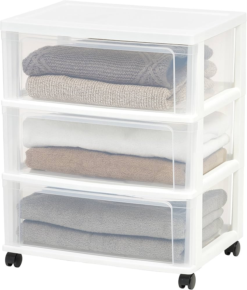 Plastic Drawer Storage Organizer Rolling Cart, with Wheels Casters, 3-Drawers, for Classroom Art ... | Amazon (US)