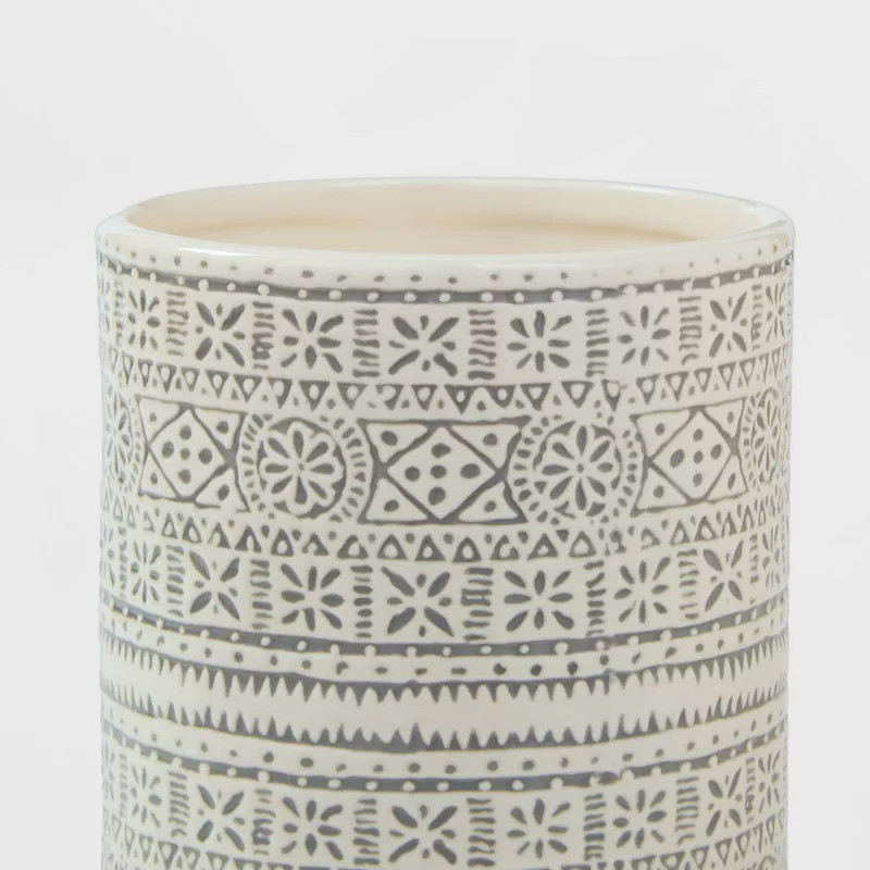 Stoneware Genesis Stripe Utensil Holder White/Gray - Threshold™ | Target