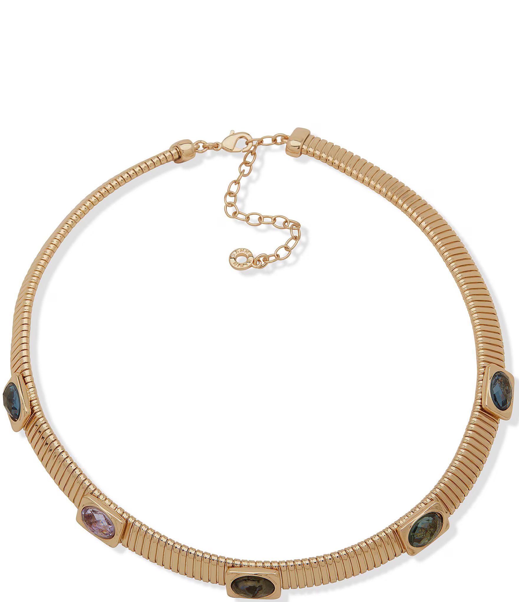 Gold Tone Tile Chain Collar Necklace | Dillard's