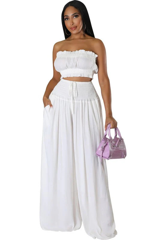 FASHION WOMEN TWO PIECE SET WHITE / S | Casual Chic Boutique