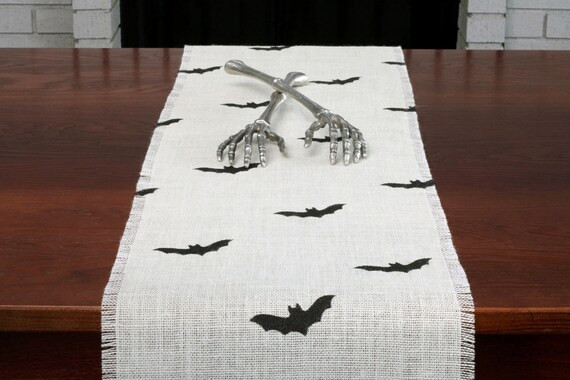 Halloween Burlap Table Runner, Halloween Black Bats Runner, Halloween Runner, Halloween Decor, Ha... | Etsy (US)