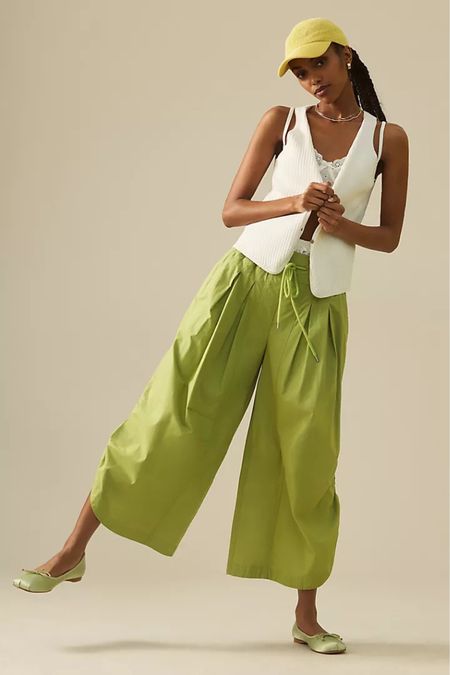 Ruched Poplin Parachute pants. I love in this line color. Selling fast. Pair it with this knitted that. And ballet flats. How about sneakers? Heels? Add a baseball cap￼

#LTKunder100 #LTKstyletip #LTKSeasonal