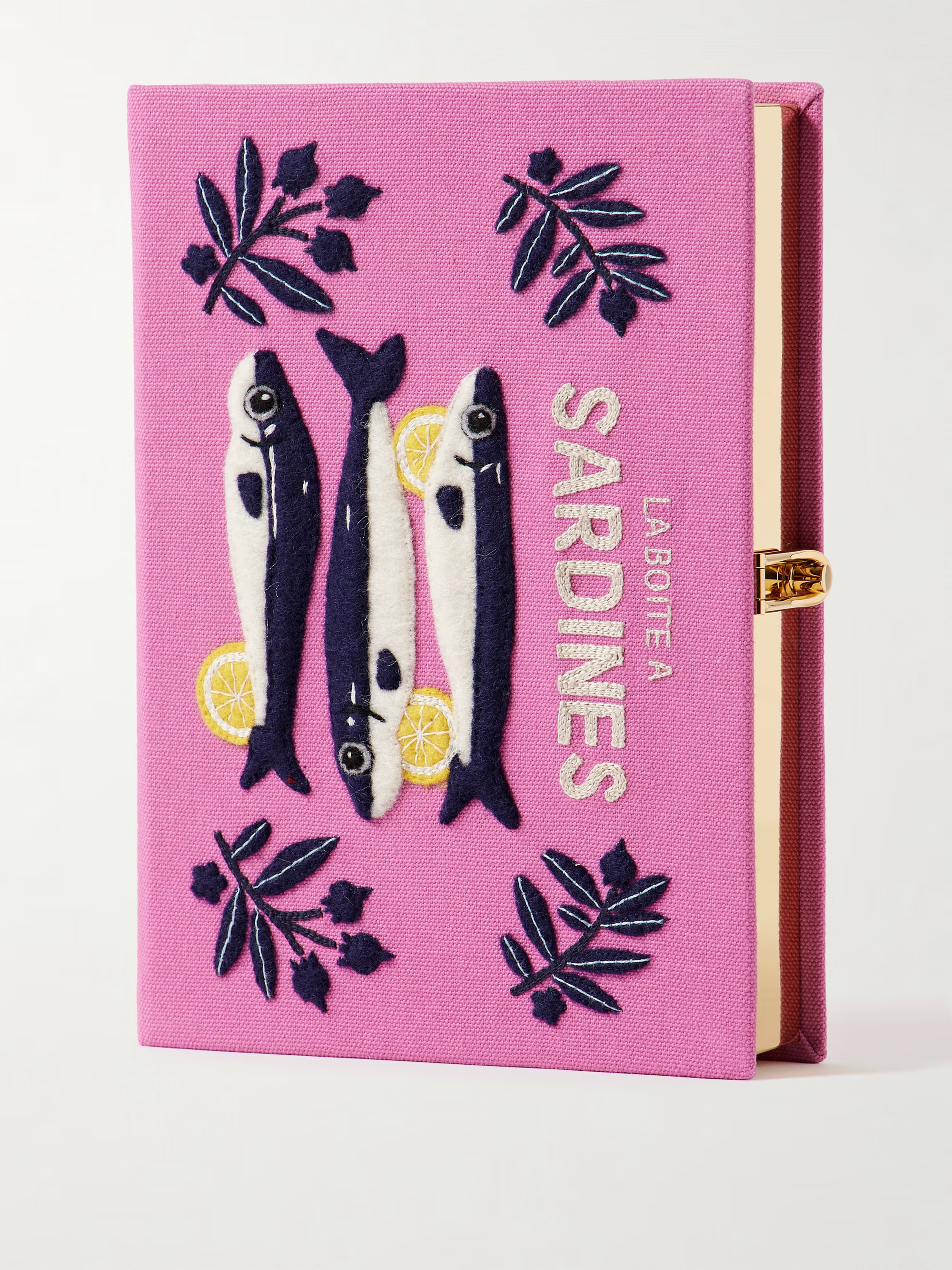 Sardines embroidered appliquéd canvas clutch | NET-A-PORTER (UK & EU)