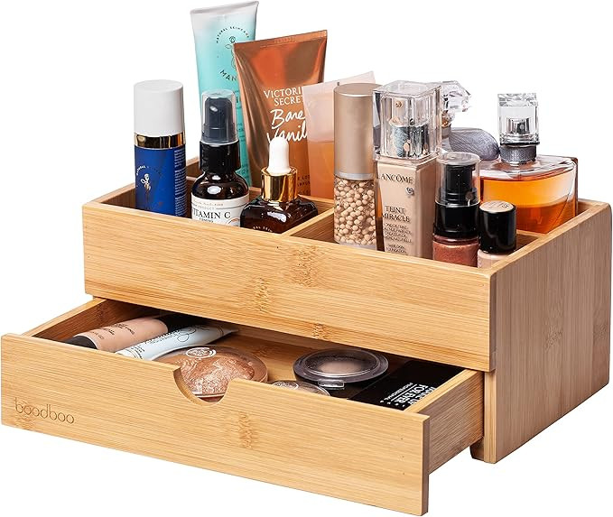 Boodboo Cosmetic Storage Organizer – Bamboo Makeup Drawer Organizer – Skincare and Cosmetic A... | Amazon (US)