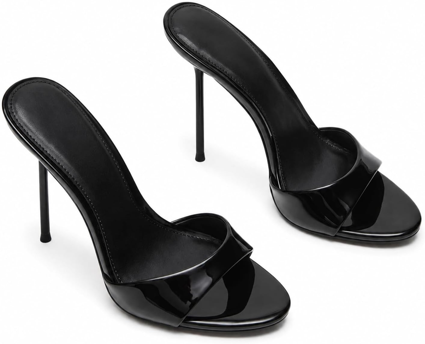 Women's Kitten Heels Open Toe Stiletto Sandals Round Toe Mule Heels | Amazon (US)