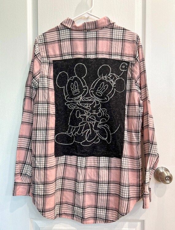 Pink Minnie & Mickey Mouse Checkered Flannel Disney Flannel - Etsy | Etsy (US)