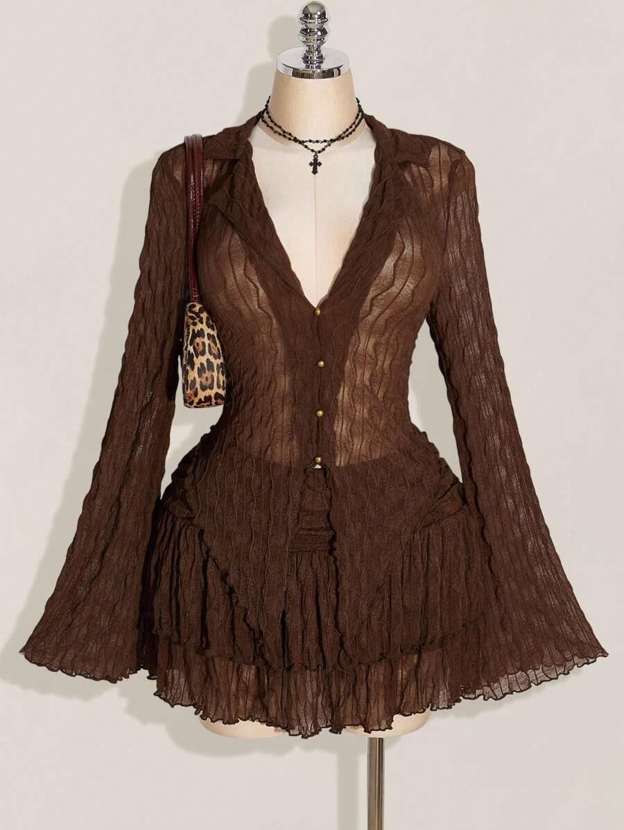 SHEIN ICON Plus Size Casual Fitted Long Sleeve Top And Skirt 2 Pieces Set, Suitable For Autumn Br... | SHEIN